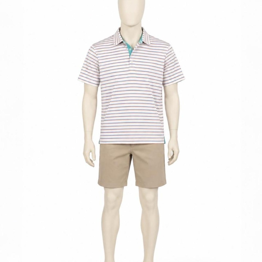 Johnnie-O Men's XL Striped Performance Polo White Blue Orange
